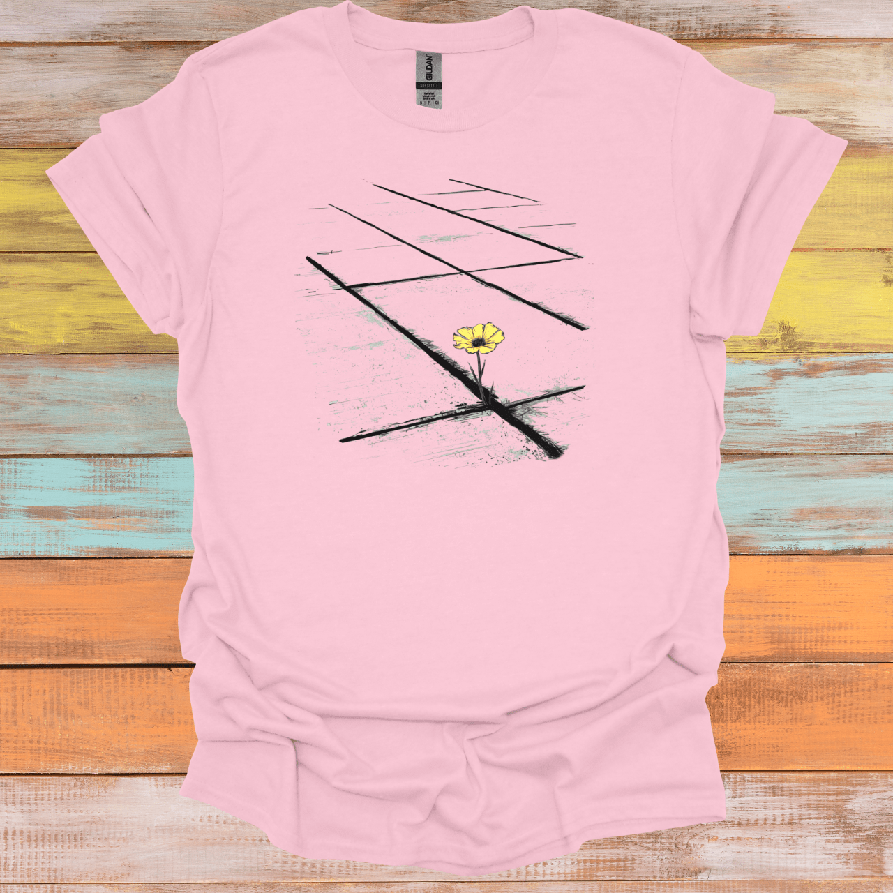 Flower in Diagonal Sidewalk T-Shirt