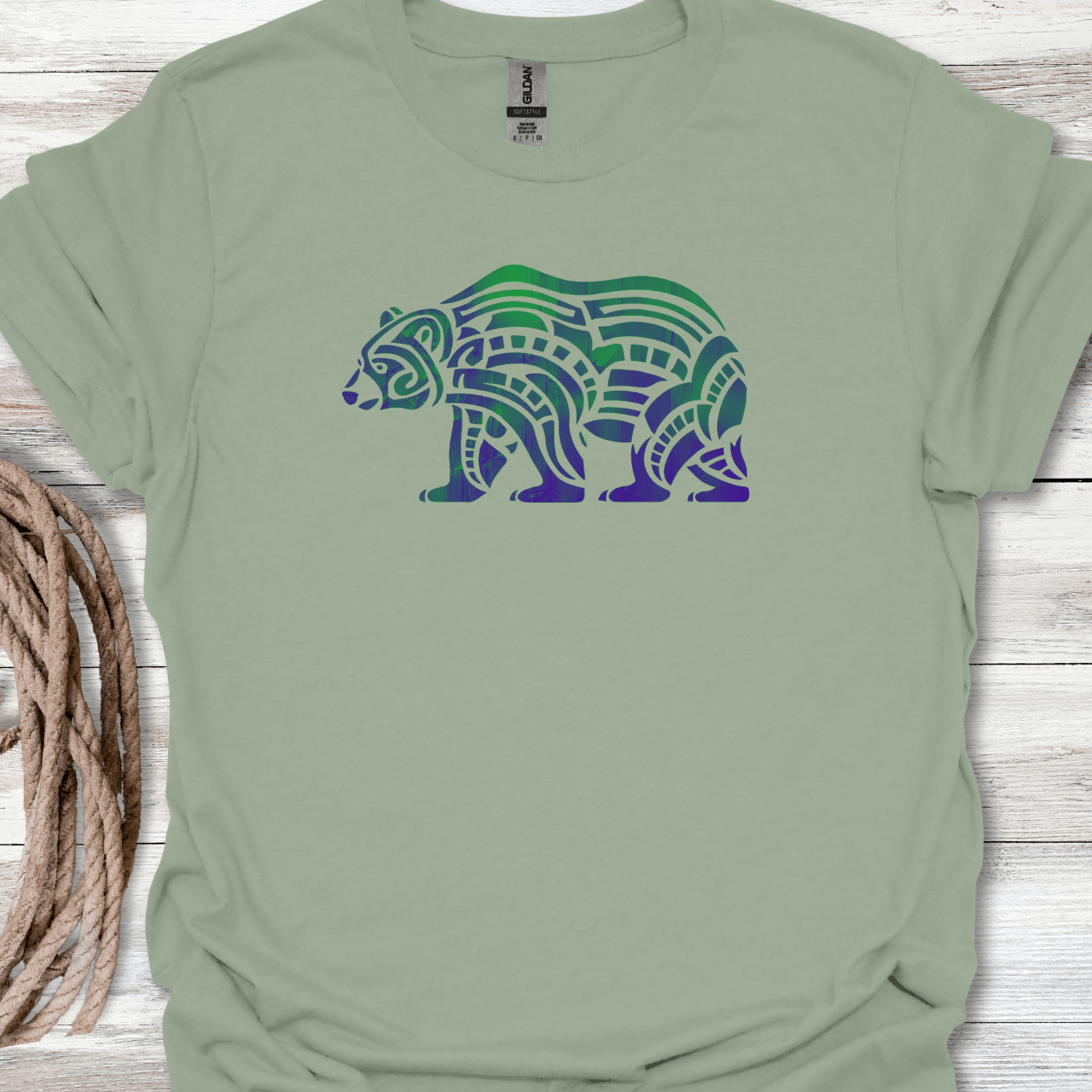 Bear Stencil Blue T-Shirt